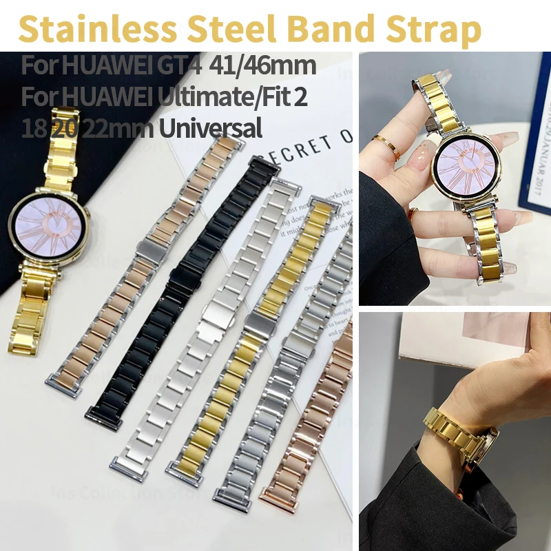 

18mm 20mm 22mm Stainless Steel Band Strap for Huawei Watch GT4 GT3 GT2 Pro Business Bracelet for Samsung Galaxy Watch 4 Gear S3