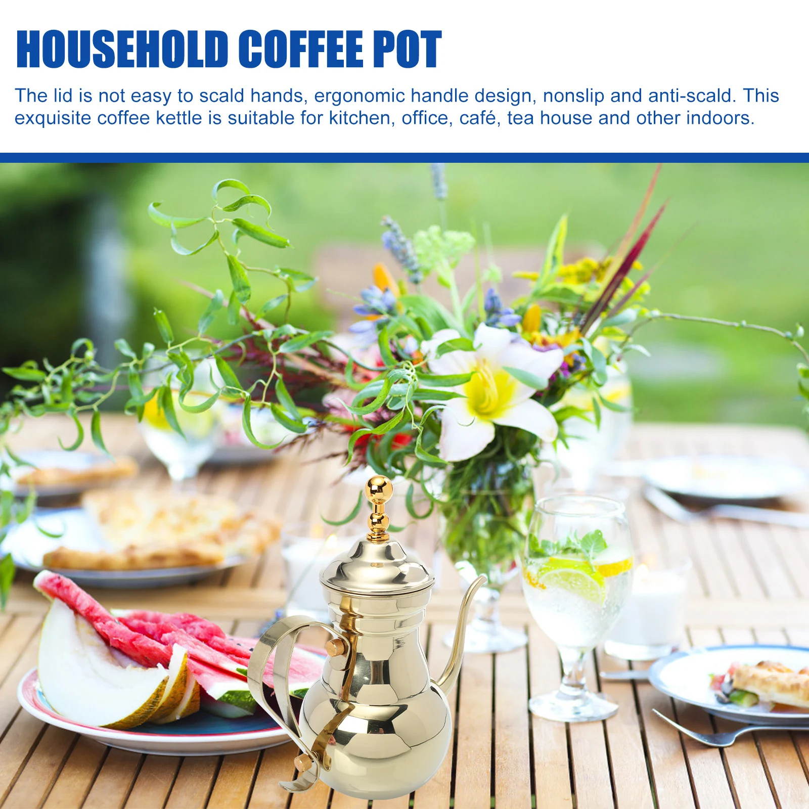 

Stainless Steel Teapot Coffee Pot Modern Electric Kettle High Class Stovetop Decorative Cafe Small Long Narrow Spout Kitchen