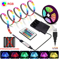 RGB LED Lights with Battery USB 5V LED Strip Lights IR Remote Control Flexible Ribbon Tape for Home Room TV Backlight Decor