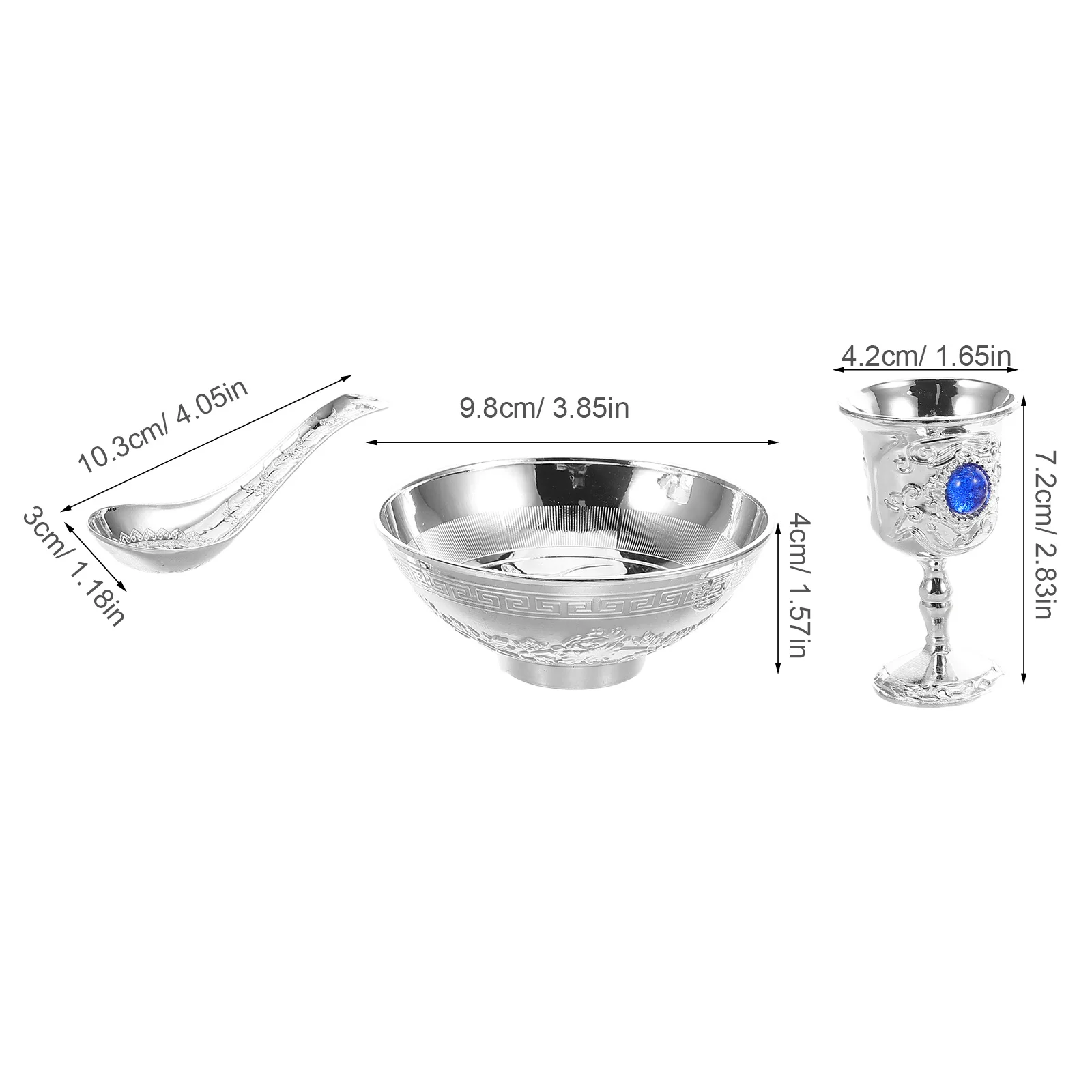 

3Pcs Formal Dinnerware Sets for Special Occasions Elegant Serving Cutlery Wine Cup Bowl Spoon Party Essentials Fine Style