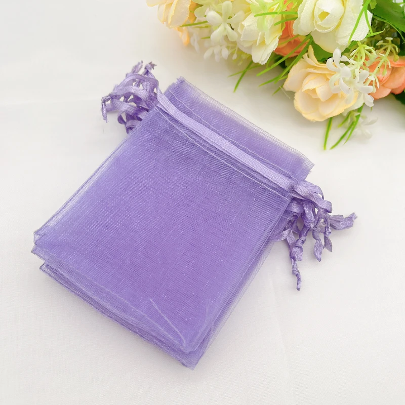 500pcs Violet Gift Bag Light Purple Wedding Organza Gift Bags Packaging Jewelry Storage Bags Drawstring Organza Bag Mesh Pouches