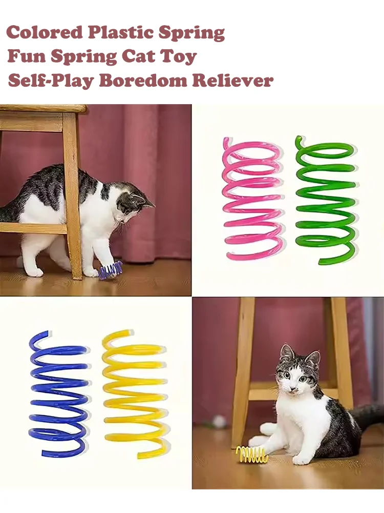 Colorful Plastic Spring Cat Toy Bouncy Interactive Pet Toy For Indoor Kittens Cats Self Entertaining Anti Boredom Chew Resistant gallery 4