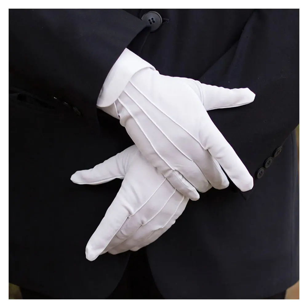 1 Pair White Cotton Inspection Work Gloves Women Men Household Gloves Coin Jewelry Lightweight Gloves Serving/Waiters/drivers