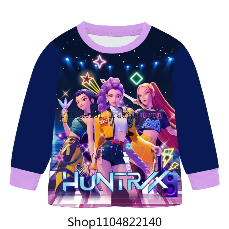 2025 filme k-pops demônios caçadores kawaii pijamas conjunto menina cosplay pijamas anime manga longa topos + calças fãs presente de halloween