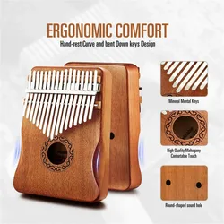 17/21 Keys Wooden Kalimba Thumb Piano Mahogany Wood Portable Beginner Thumb Piano Gifts for Kids Christmas