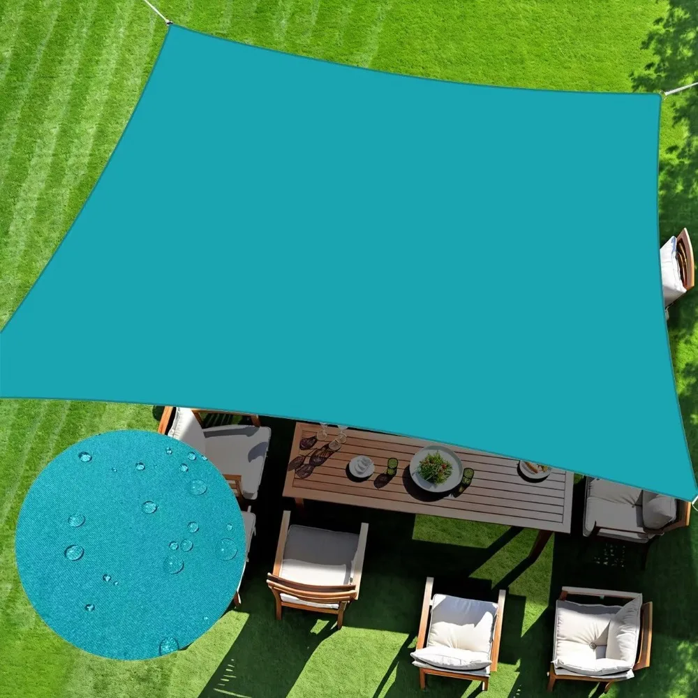 

ChasingMoon Waterproof Sun Shade Sail, 15' x 20' Turquoise Rectangle UV Block Outdoor Sunshade, for Backyard, Deck, Patio, Garde
