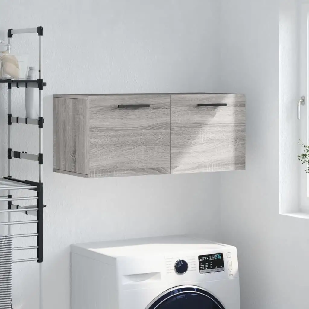 Armario Sonoma gris 80x36,5x35 cm Armario de almacenamiento compuesto de madera Diseño moderno Organizador duradero
