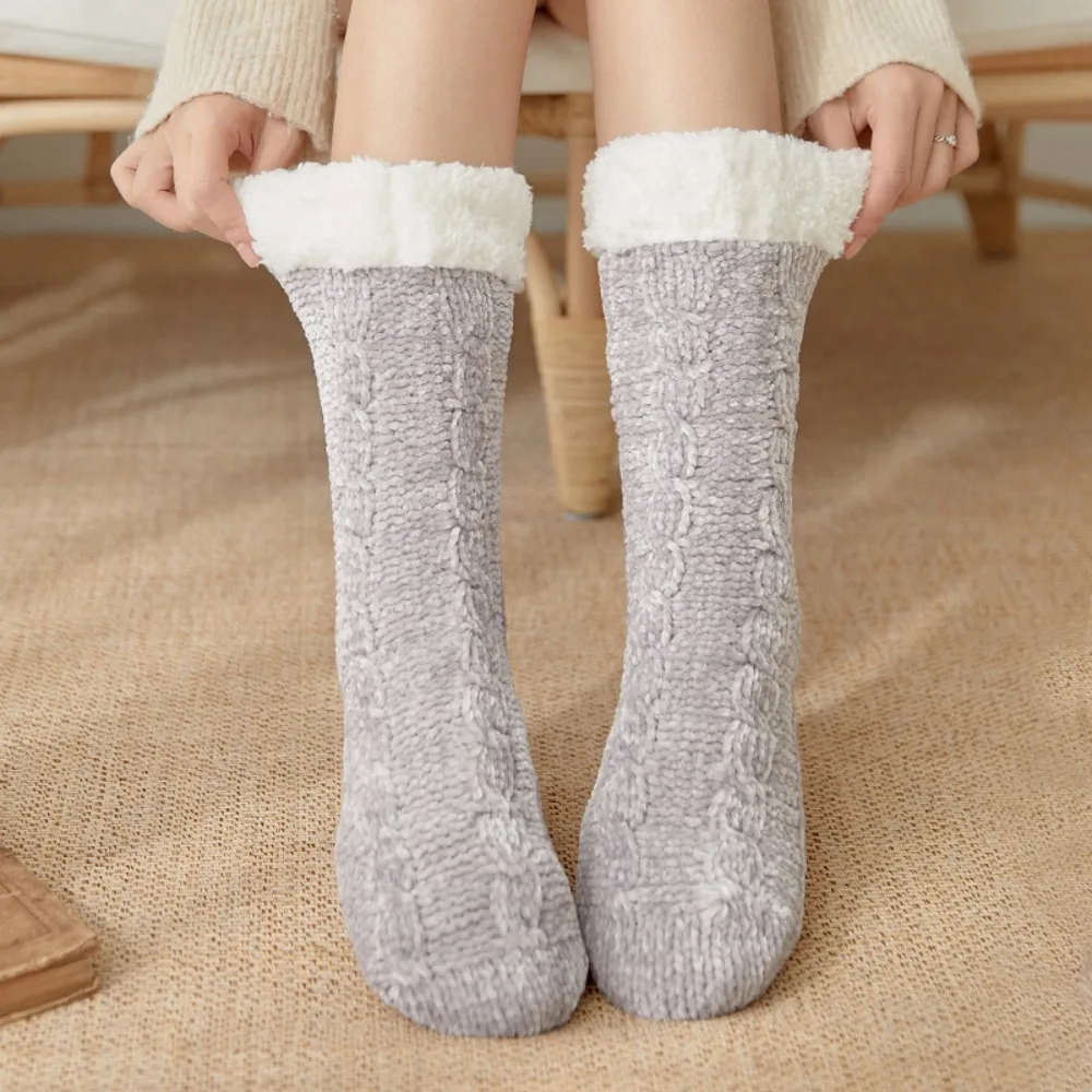 

Kawaii Velvet Thicken Thermal Socks Warm Fluffy Sleeping Socks Women Knitted Anti Slip Fleece Floor Socks Winter