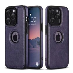 For iPhone 11 12 13 14 15 16 Pro Max MINI XR XS X SE 7 8 Plus Business PU Leather Case Soft Cowhide Shockproof Protective Cover