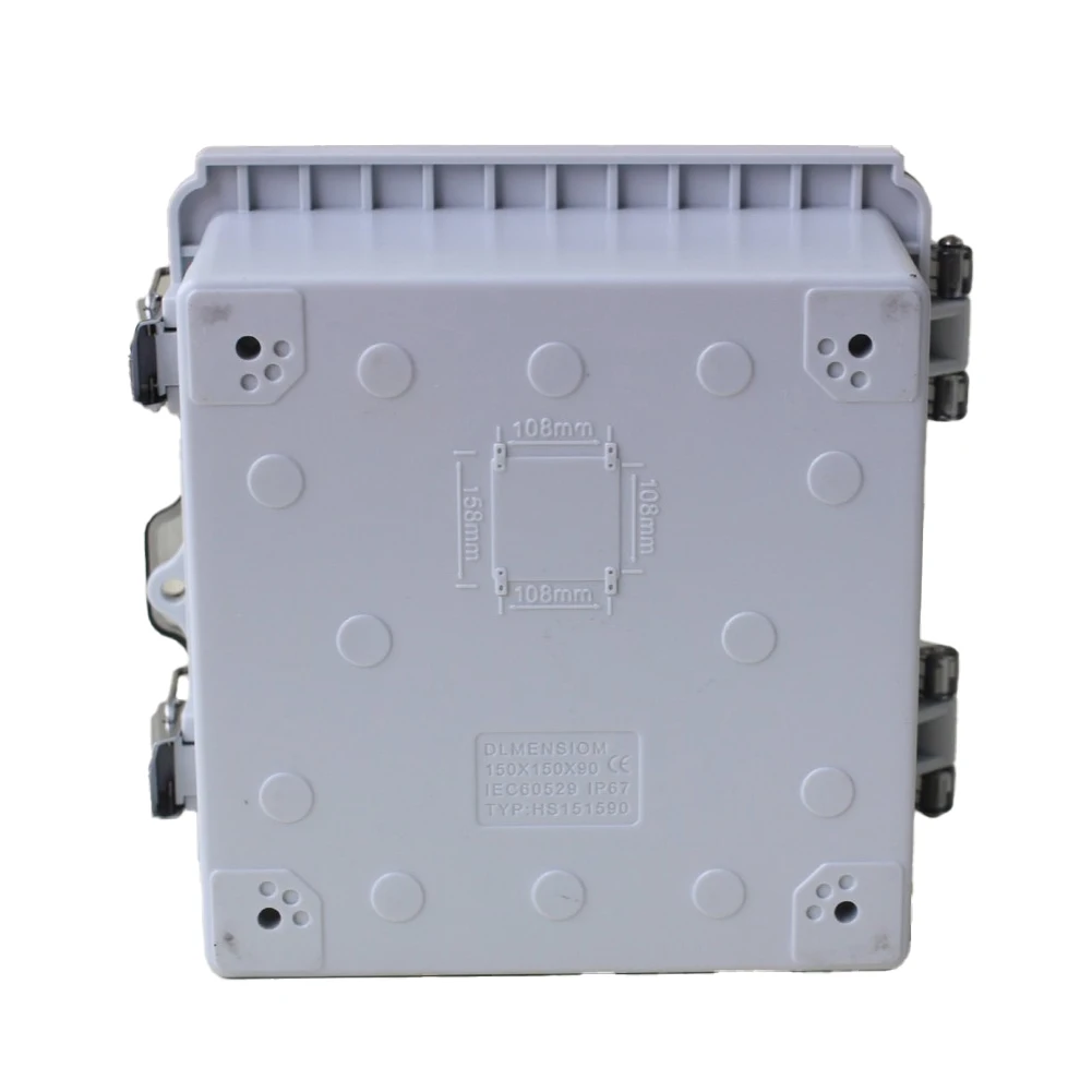 Waterproof Plastic Junction Box Outdoor Electrical Enclosure Case Box For Electronics With Hinged Cover Mounting Plate