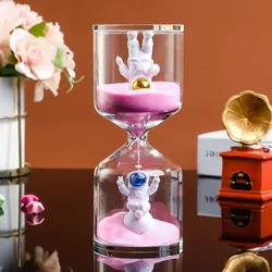 5/10/30/60 Min Creative Astronaut Sand Clock Hourglass Timer Transparent Glass Gifts As Delicate Home Decorations Pendant New