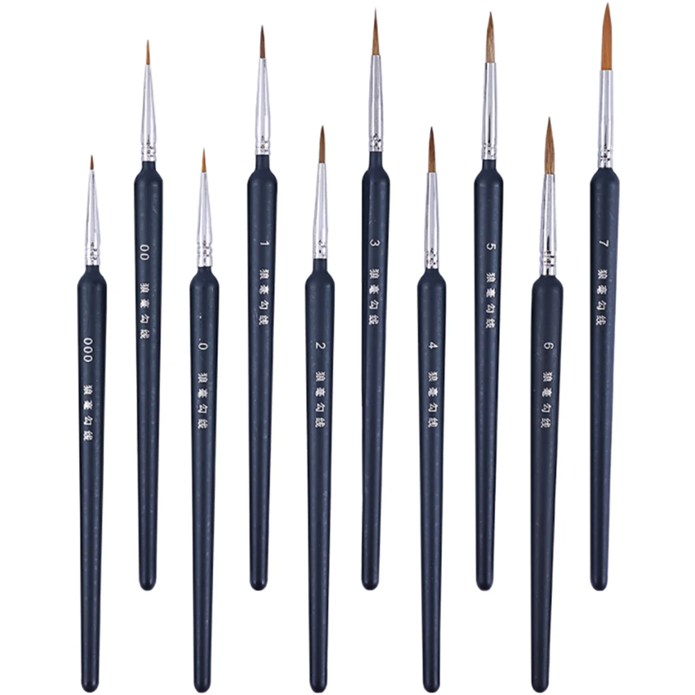 

10pcs Paint Brush Set Wooden Handle Fine Artist Brushes Portable Miniature Tools for Detail Painting Oil Supplies