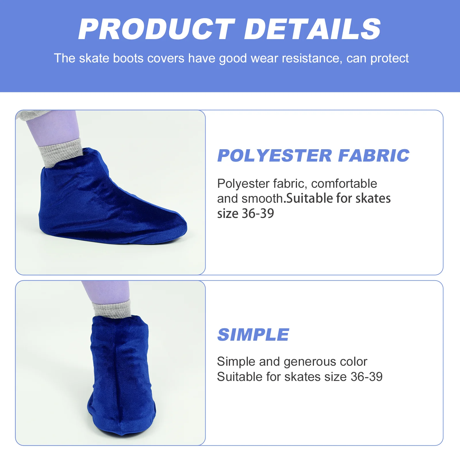 Figure Skates Covers Ice Skating Shoes Boot Shoelace Elastic Portable Protectors Blue Wear Resistant Child