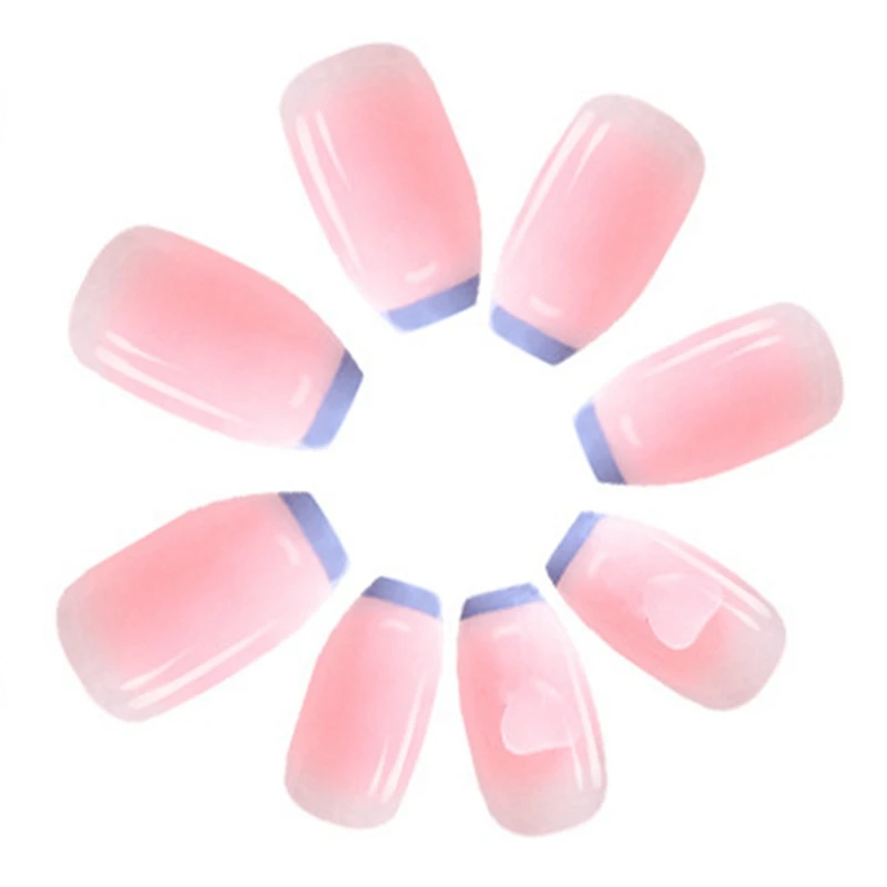 Wearable Nail Pieces Removable Nail Art Pieces Colour Changing Love Blue Edge Blush False Nail Tips image 6