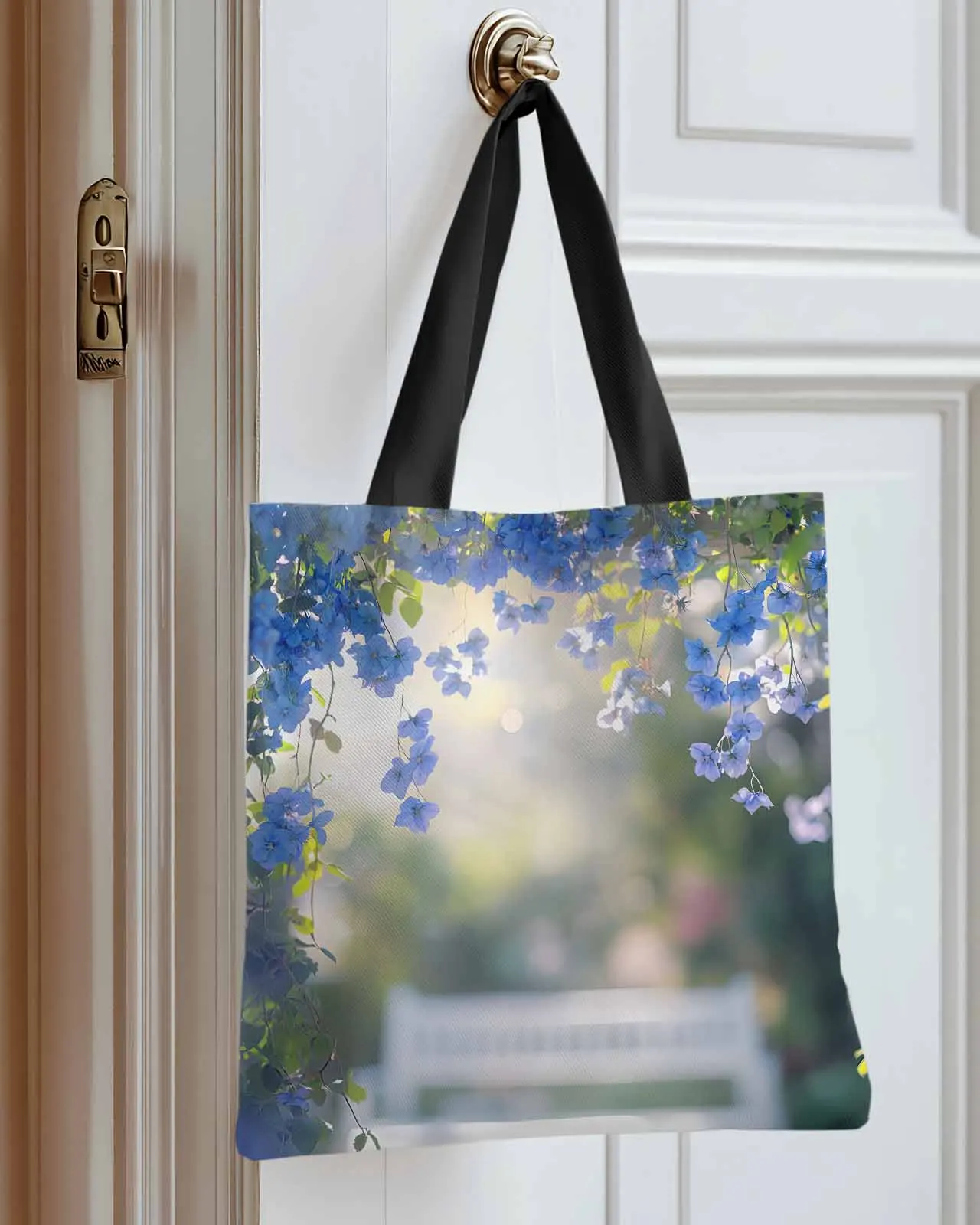 

Realistic Flowers Landscape Canvas Bag Handbag Oxford Cloth Eco Shopping Storage Bag for Home Use