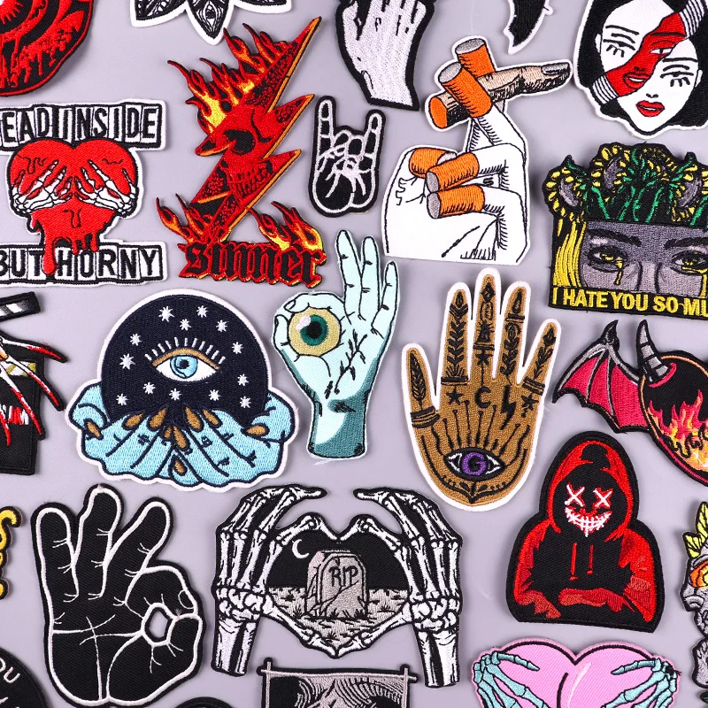 

Патчи с вышивкой глазами/пальцами в стиле панк, патчи с утюгом для одежды, вышитые патчи «сделай сам», наклейки для шитья, плавкий патч