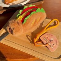 Cute Capybara Hot Dog Coin Purse Soft Plush Bag Pendant Zipper Small Wallet