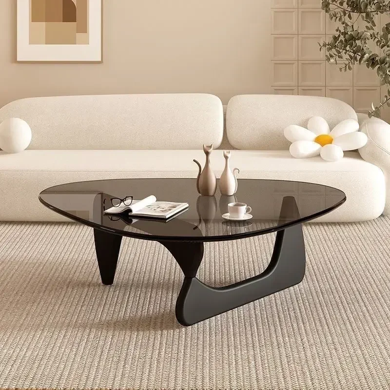 Mesa de centro transparente minimalista nórdica, mesa de centro de cristal para sala de estar, muebles de madera maciza de lujo, mesa de centro