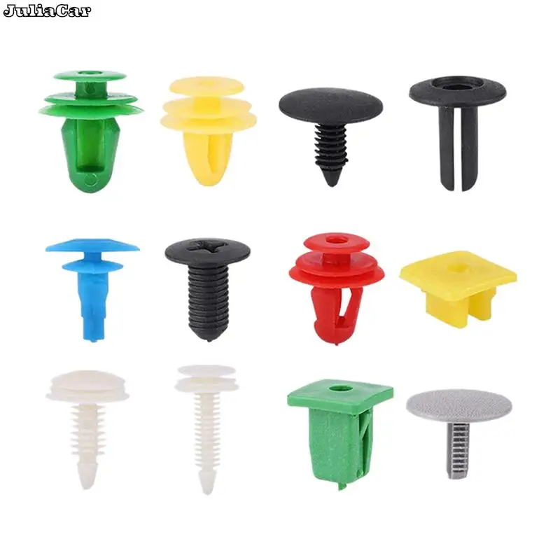 100pcs/set Universal Mixed Car Various Plastic Rivet Fastener Door Push Pin Auto