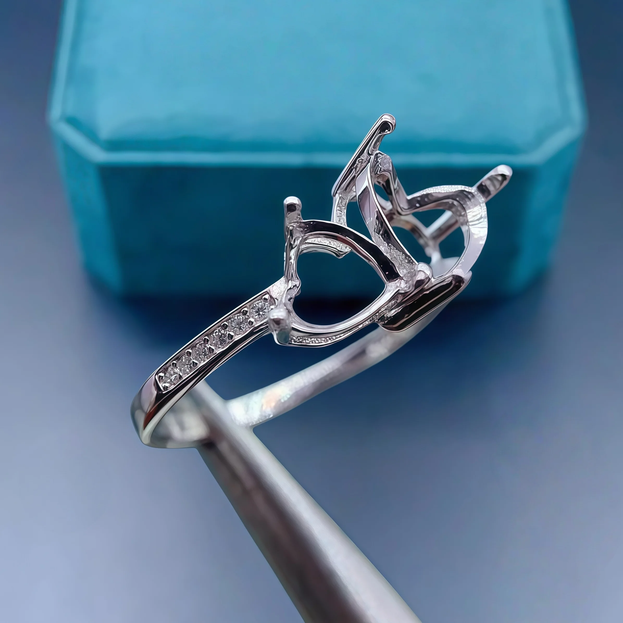 إعداد 6/8 مللي متر على شكل قلب حجر موضة لتقوم بها بنفسك حامل حلقة فارغة S925 فضة غرامة تصميم حلية الاتجاه مجوهرات للمرأة #2