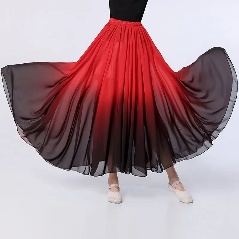 Novas crianças menina espanha dança flamenco chiffon saia para crianças desempenho de palco saias de dança 180/360/540/720 graus trajes
