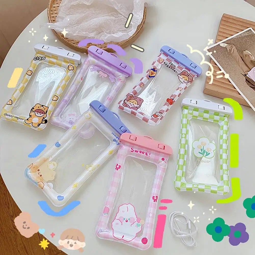 Portable Waterproof Phone Pouch Eco-friendly Highly Clear Creative Cartoon Swim Pool Phone Underwater Case