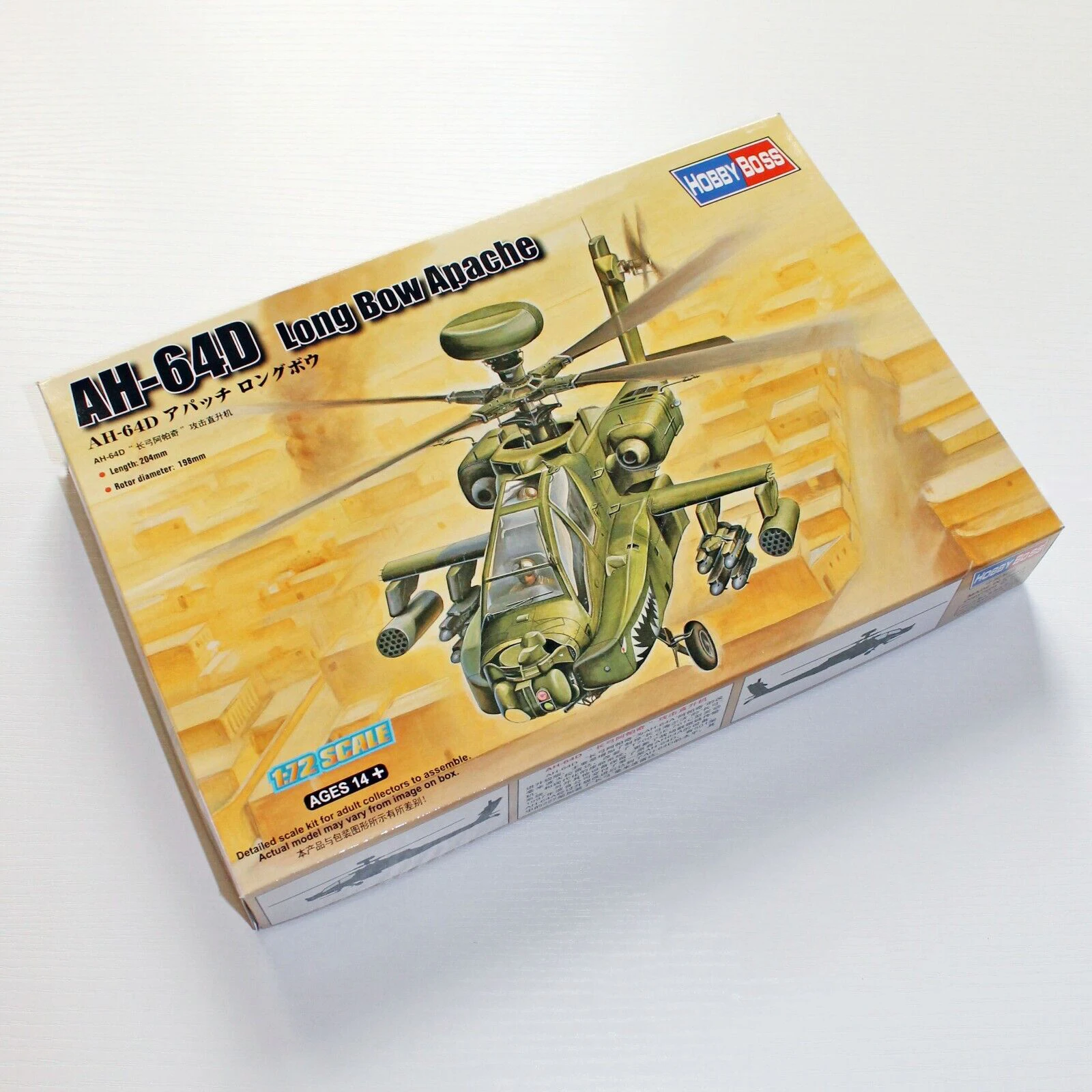 Hobbyboss 87219 1/72 US AH-64D Apache Longbow Helicóptero Armado Brinquedo Colecionável Militar Kit de Modelo de Construção de Montagem de Plástico