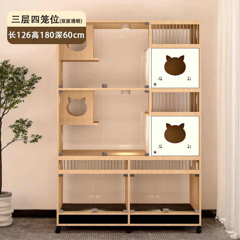 

Dog cage Stainless steel display cabinet Cat cage Foster breeding Solid wood cat villa Cat and dog integrated cage Pet store
