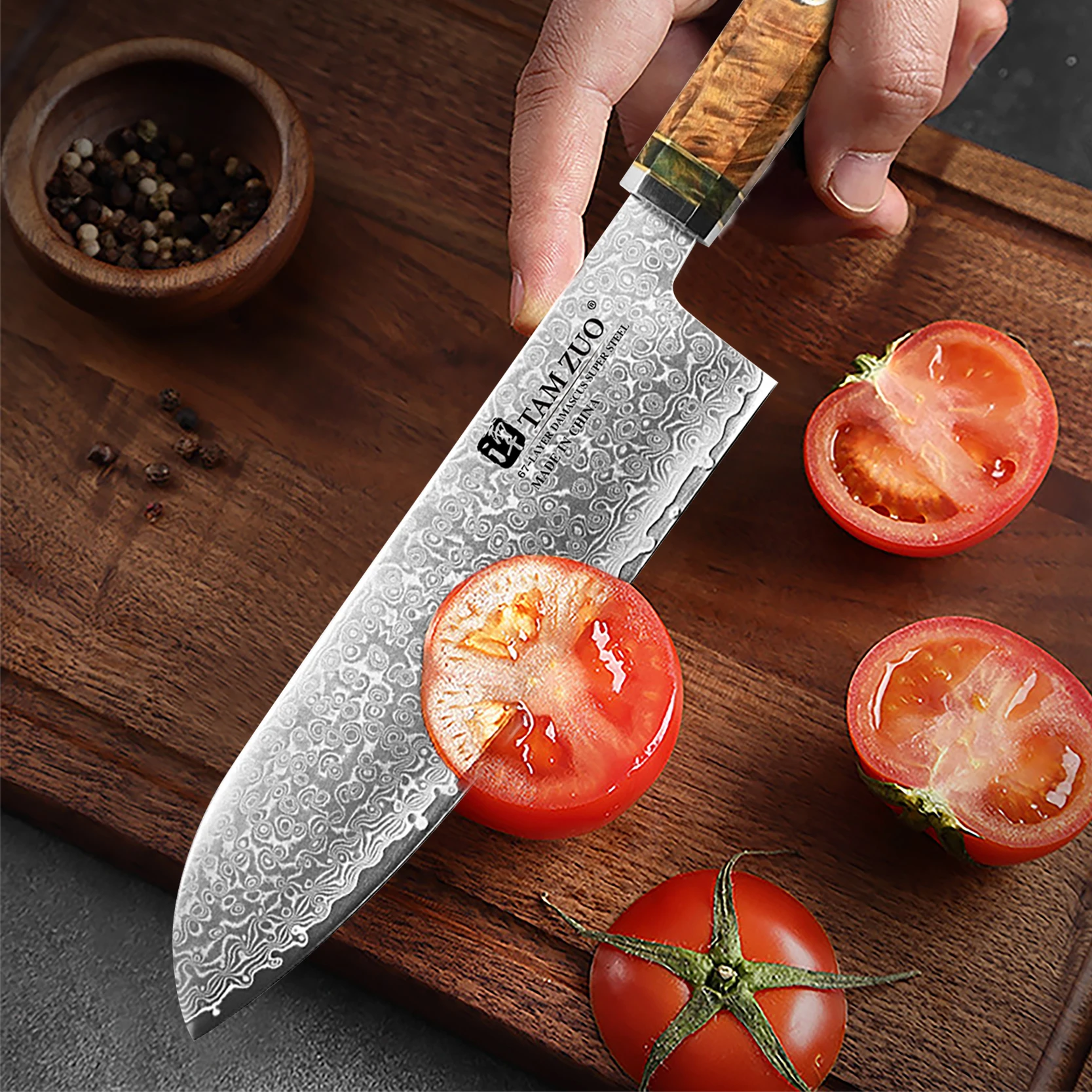 دمشق الصلب اليابانية سكاكين المطبخ المطبخ Santoku سكين الساطور سكين الطاهي برو تقطيع سكين اللحوم الخضروات مع صندوق هدية