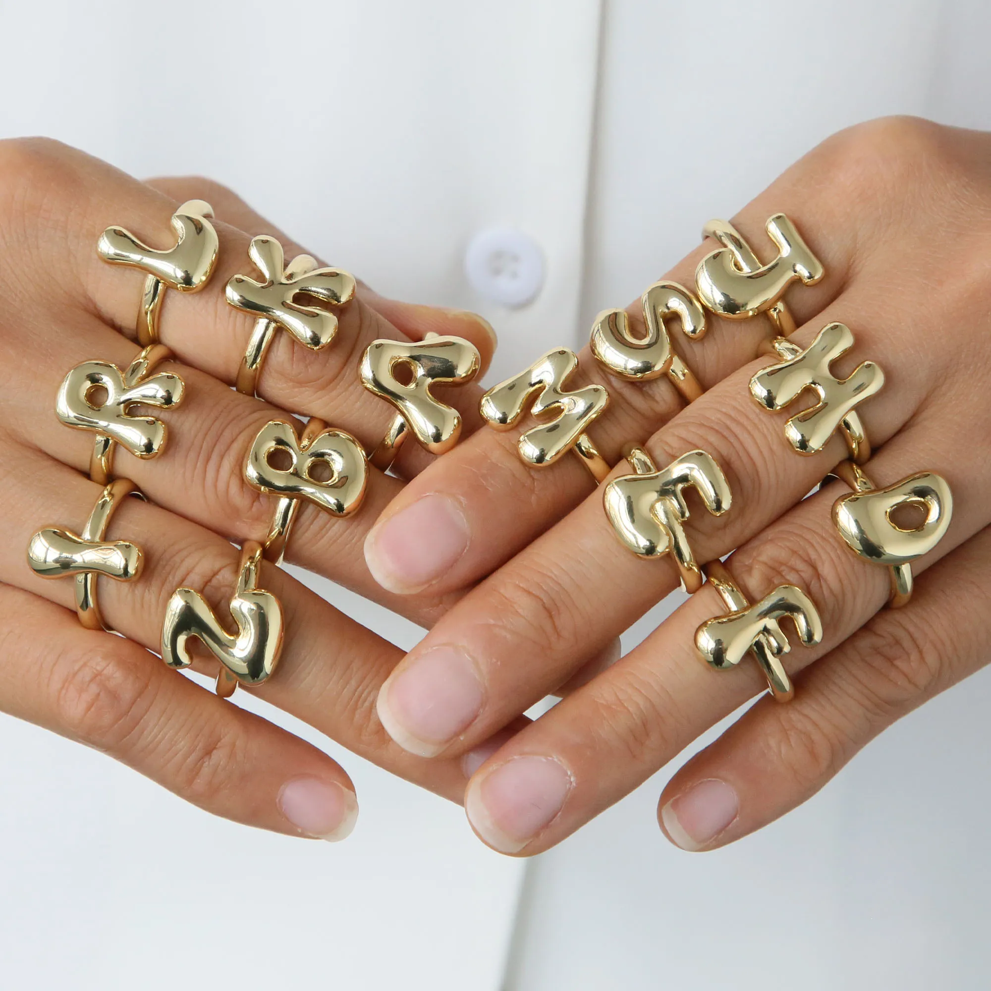 Fashion 26 English Letter Open Finger Rings A-Z Initials Name Alphabet Female Creative Ring Wedding Party Jewelry Gifts