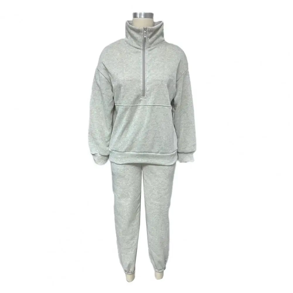 Sudadera de cuello alto para mujer, conjunto de pantalones con banda en el tobillo para deporte y Fitness, conjunto de 2 piezas, sudadera con media cremallera, pantalones