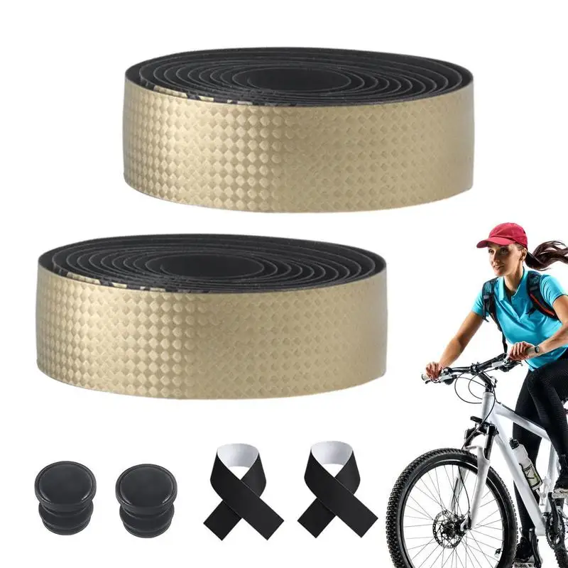 Cycling Bar Tape 2 Rolls Handlebar Grip Tape Non-Slip Cycle Handle Wraps Shock-Absorbing Bar Tapes Grip For Road Mountain And