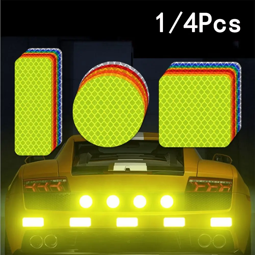 Red/Blue/Orange/White/Yellow Square/Rectangle/Round Door Bumper Stickers  Car Reflective Strips Warning Mark Reflector Tape