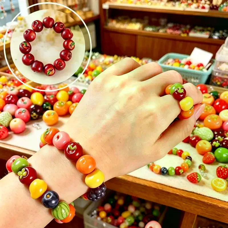 10 PCS Lifelike Miniature 3D Fruit-ShapedResin Beads For DIY Bracelet Stringing Loose Beads Pendant