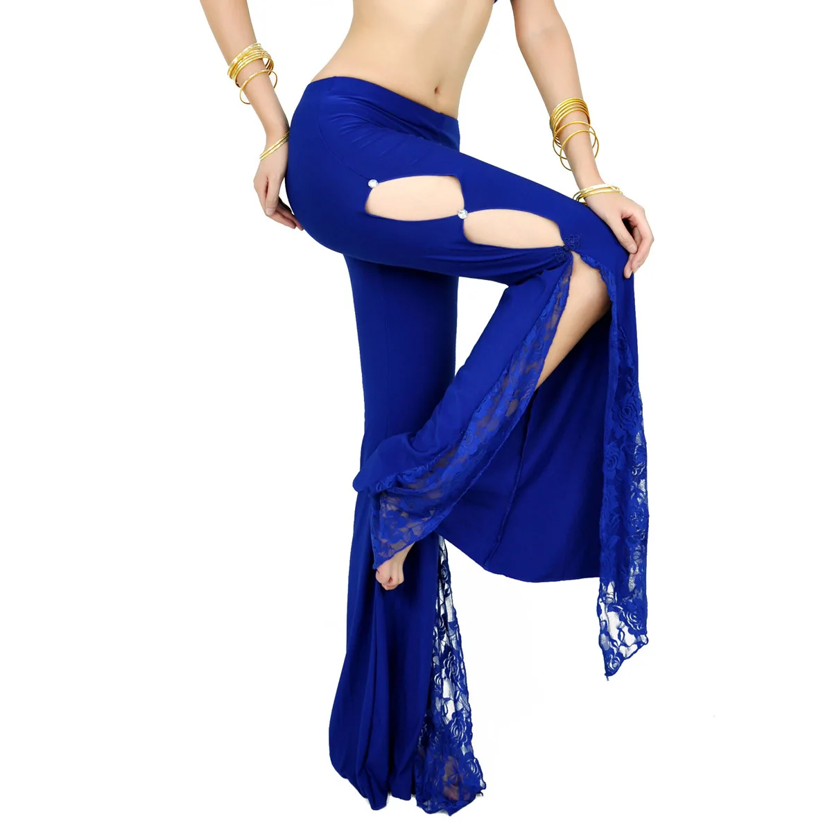 Dance Pants Professional Belly Dance Flank Openings Lace Trousers Pants Latin Dance Women Sexy Lacing 9 Colours