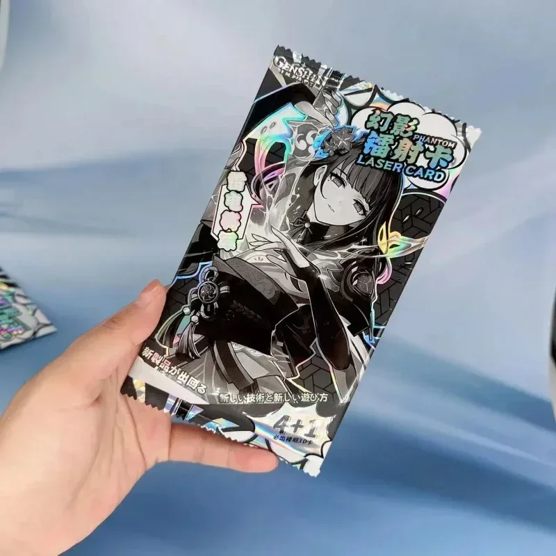 원신 임팩트 포칼러스 포리나 레이저 카드 4 개, 3D 카드 1 개, HD 인쇄 사진 카드 장식, 아카이브 카드 엽서 선물