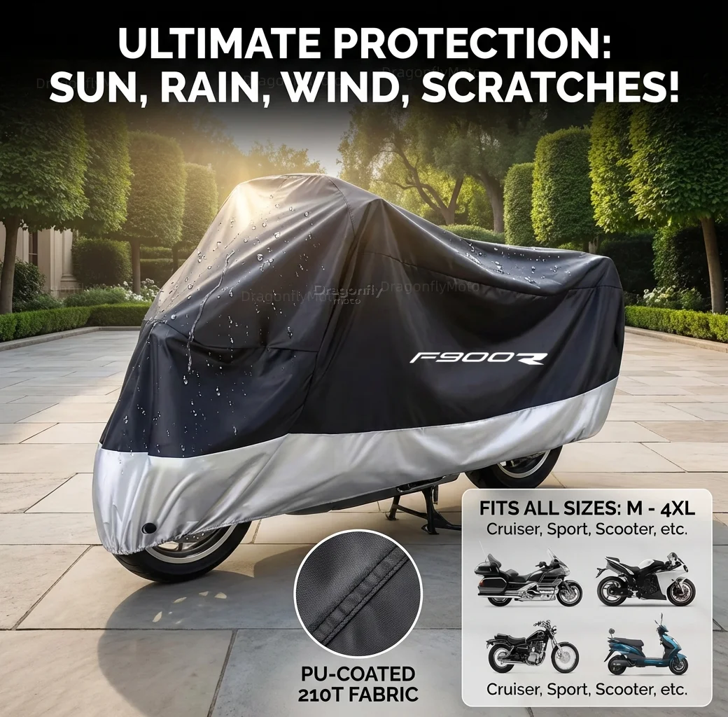 For BMW F900R F900 R F 900R 2009-2020 2019 2018 2017 All Season Motorcycle Cover Silver Black Waterproof Dustproof UV Protection