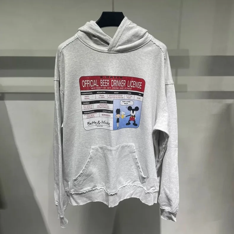 Purey 24FW Miey Series Trendy ex Loose Kangaroo Hoodie Vintage Distred Hooded Sweatirt Spring Autumn Winter Wear