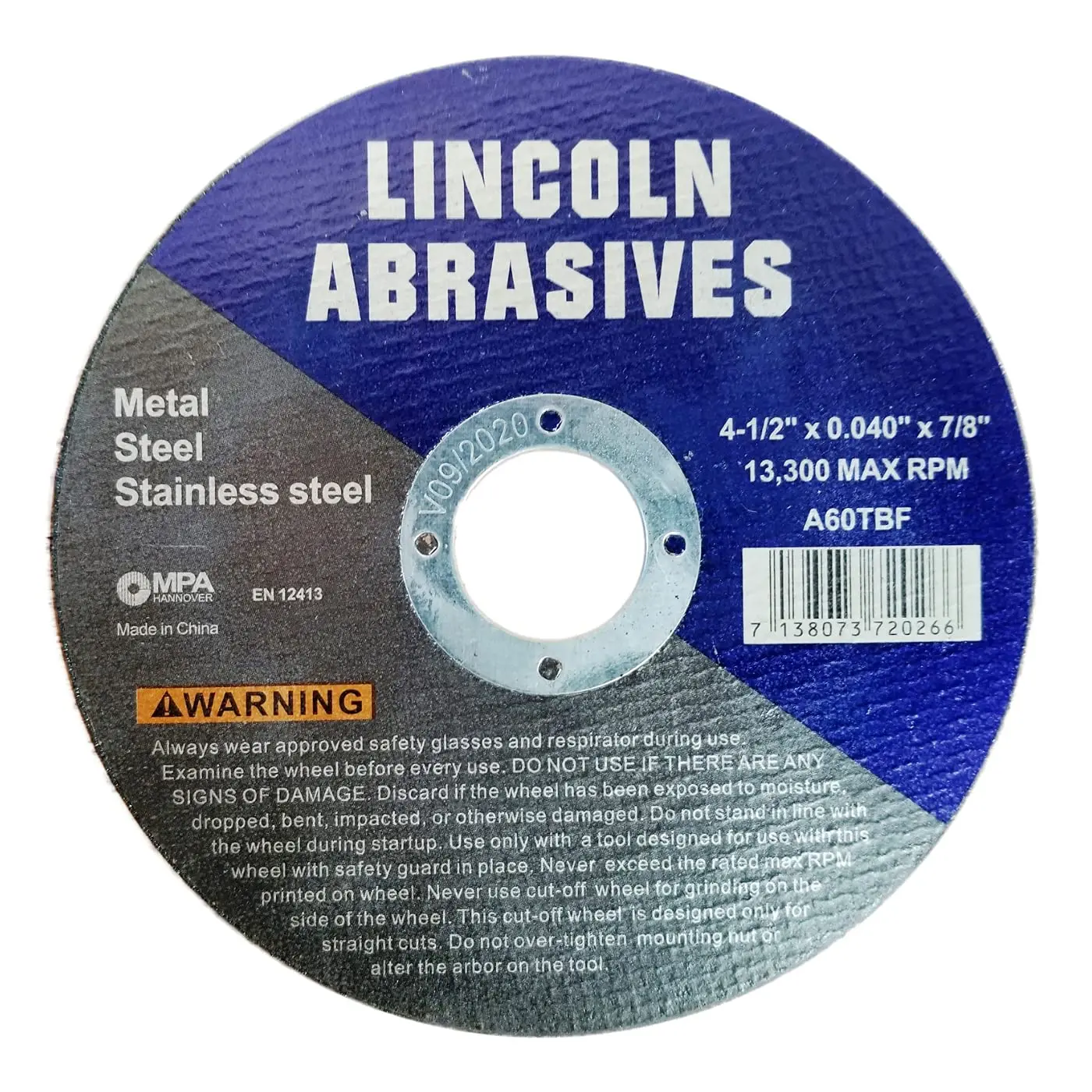 Ruedas de corte Lincoln Abrasives.040" Metal y acero inoxidable