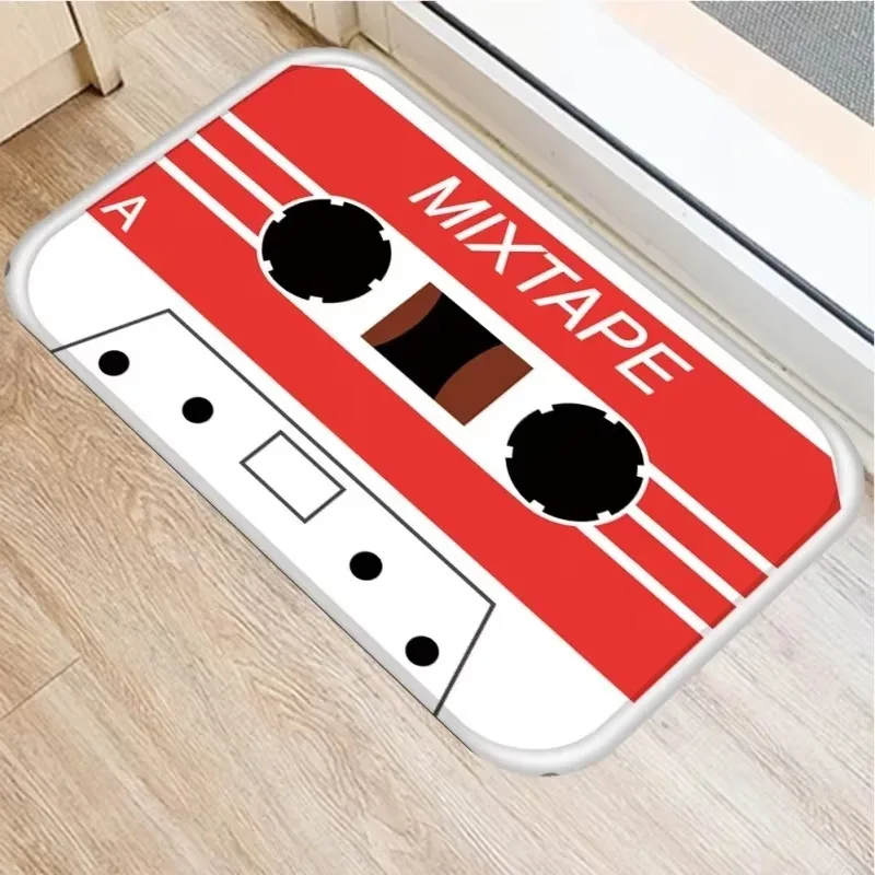 Retro Mixtape Cassette Tape Door Mat Non-slip Washable Floor Mat for Entryway Living Room Home Decor 80s Vintage Audio