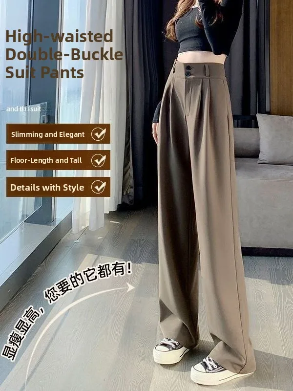 

Casual High Waist Wide Leg Pants Summer Korean Style Thin Large Size Pear Shaped Body Covering Hip Slimming Floor Length