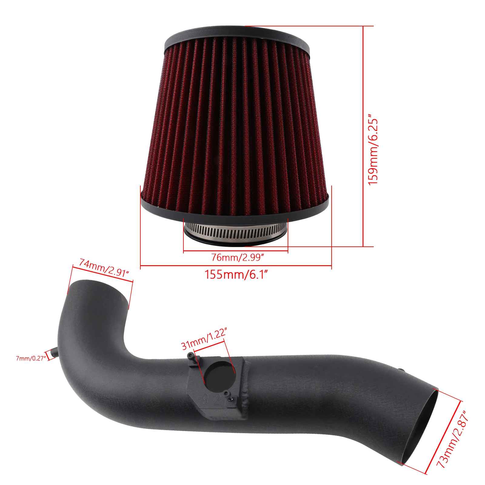 2001 2005 FOR Lexus IS300 (Altezza) 3.0l L6 2JZ-GE High Flow Short Stamping Intake Kit with Filter - Direct Bolt Power Lift