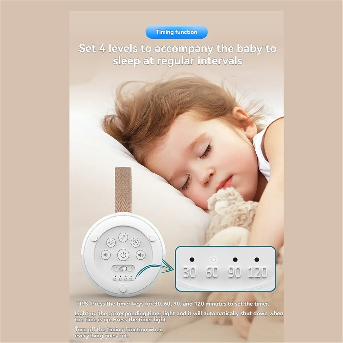 Learned- White Noise Machine with 12 White Noise Adjustable, Night Light, Portable Bluetooth Speaker,Timing Function