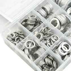 450pcs Car Engine Oil Drain Plug Aluminum Washer Gasket  Sealing Ring O Rings Kit Set Wear Resistant With Plastic Box