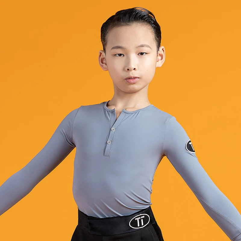 

Standard Latin Dance Tops Boys Men Long Sleeves T Shirts Practice Training Dancewear Cha Cha Dance Performance Clothing DNV21690