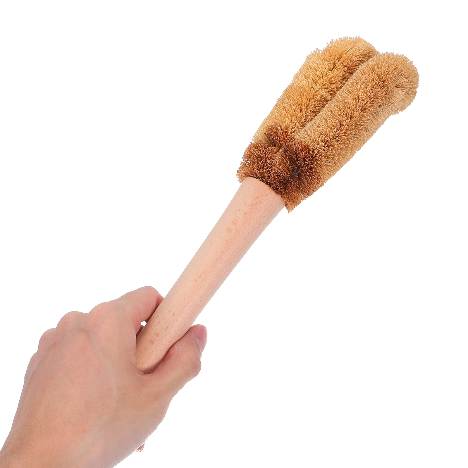 

2Pcs Coconut Fiber Bottle Brush Long Handle Wood Scrubber for Cleaning Water Bottles Mugs Glassware Jars Palm Brush