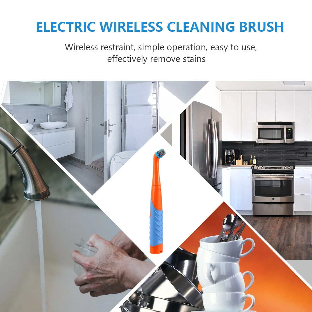 

Electric Cleaning Brush For Kitchen Bathroom Plastic Scrubber Dish Pan Washer Soft Handle No Scratch Long Lasting