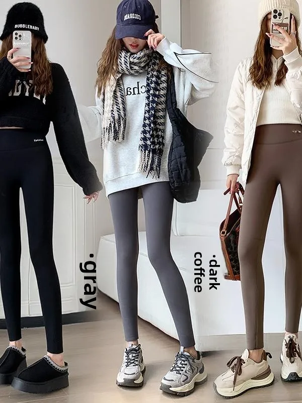 Pantaloni da yoga Thi foderati in Fce a vita alta Pantaloni a strati base da donna Capispalla autunnale Pantaloni caldi da arca di piccole dimensioni Camere