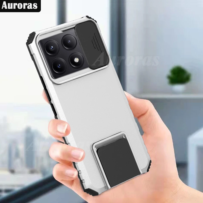 

Auroras For Xiaomi Poco X6 5G Case Magnetic Ring Armor Slide Window Hard Shell For Redmi Note 13 Pro 5G Shockproof Back Cover