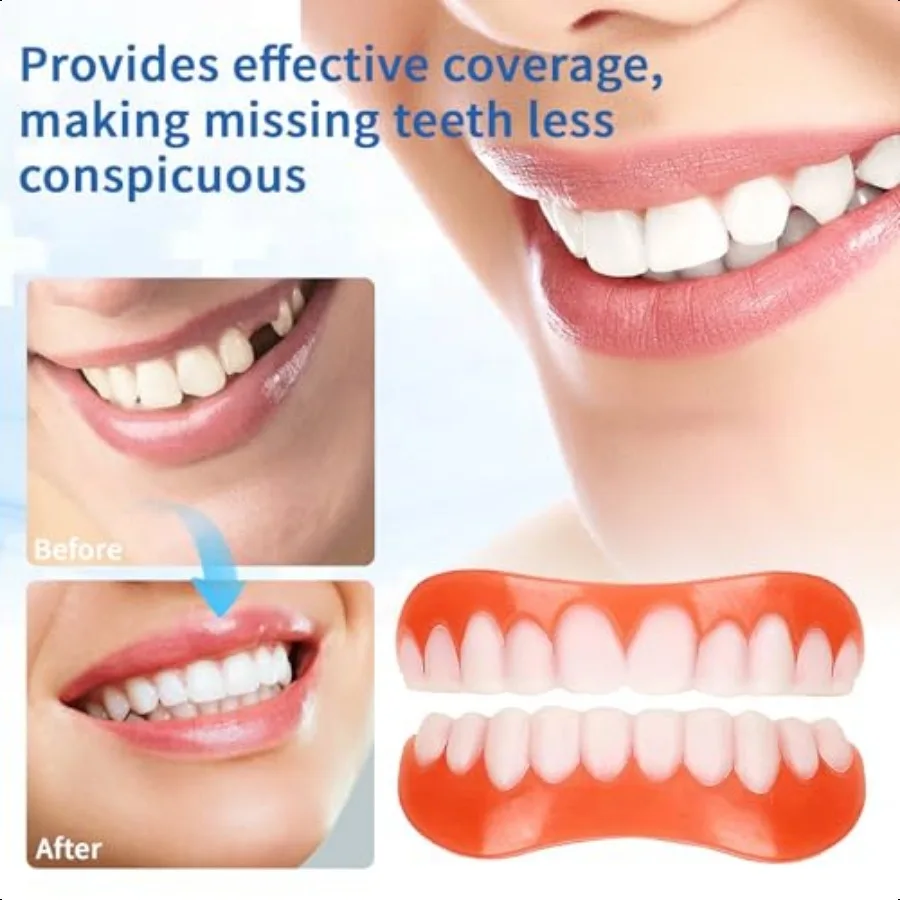 Moldable False TeethSilicone Dentures Men and Veneers Teeth for Women 1 PCS Upper Lower Set Daily Confidence Boost Cosmetic